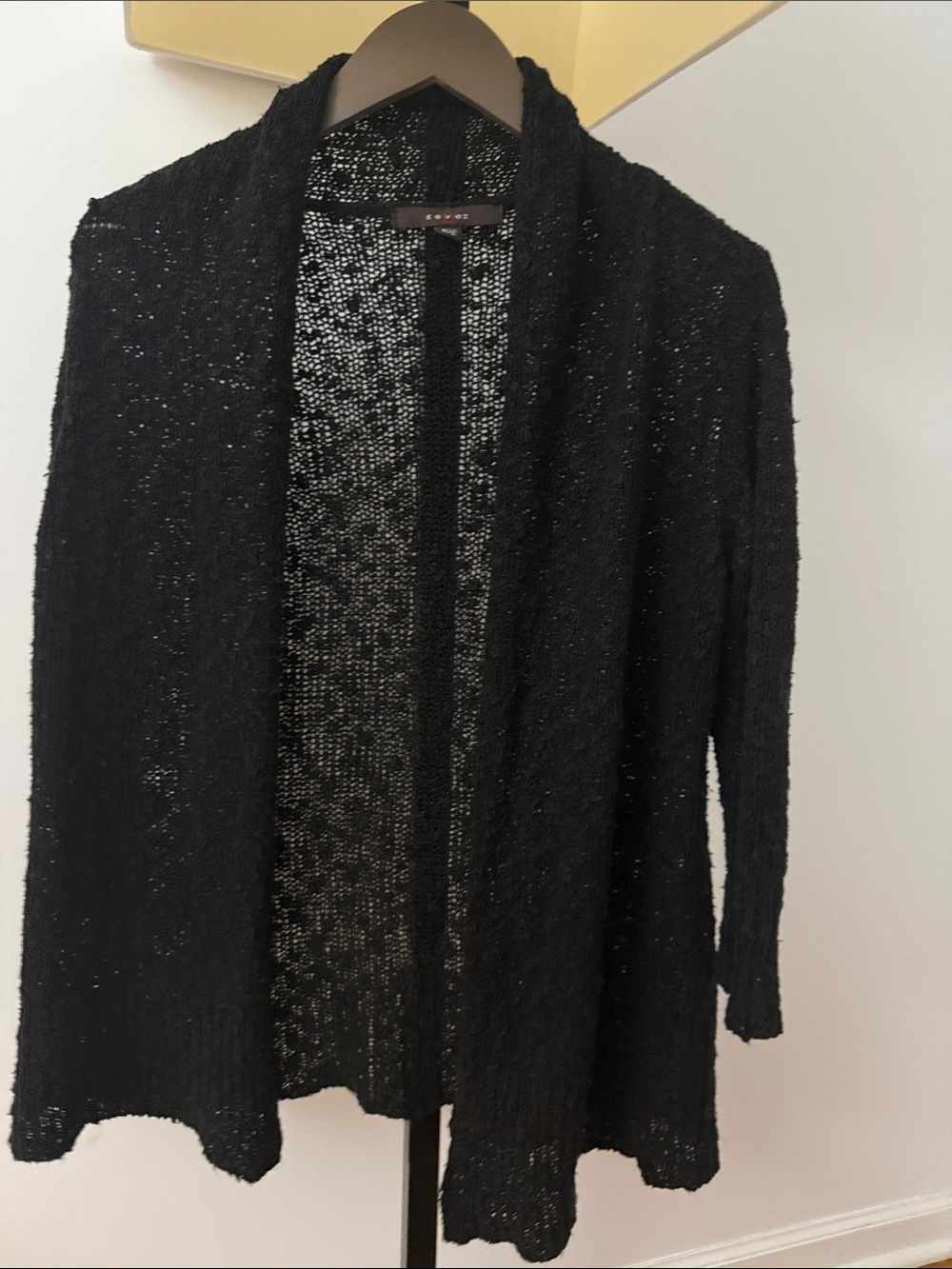 Fever Black Open Front Knit Cardigan